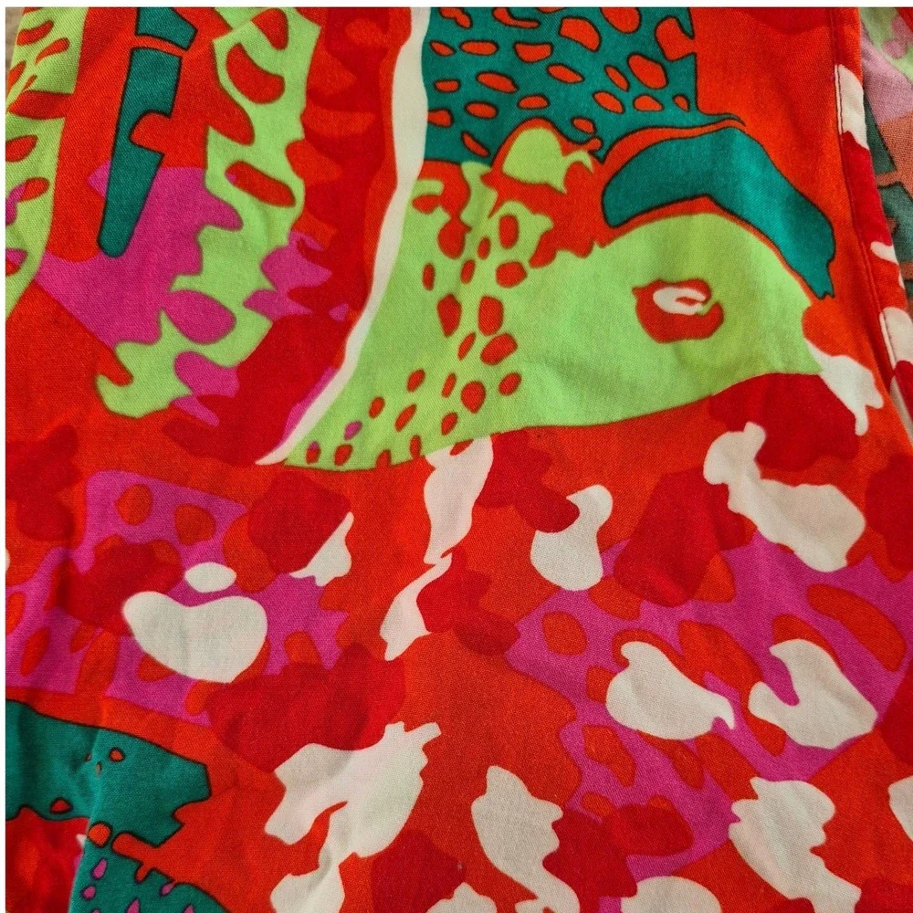 Escapada Living Red Tropical Fish Print Kaftan Swim Cover Up Tunic Large